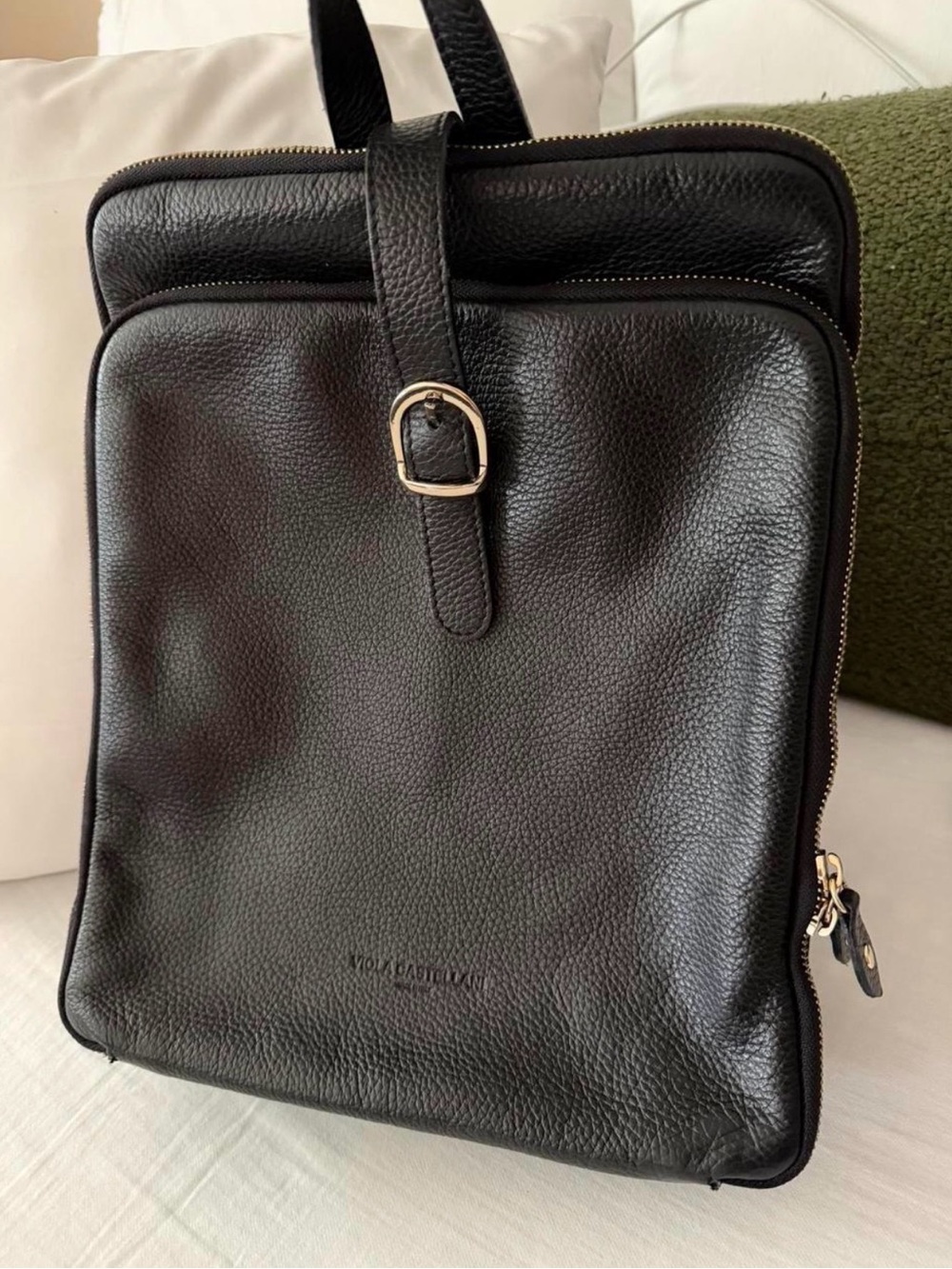 Viola Castellani Black Leather Backpack
